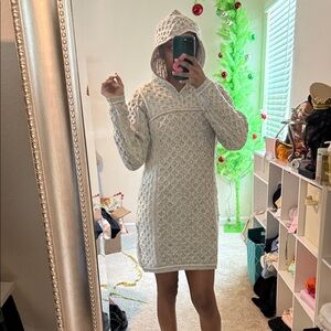 Aran crafts Cozy Gray Hooded Knit Dress